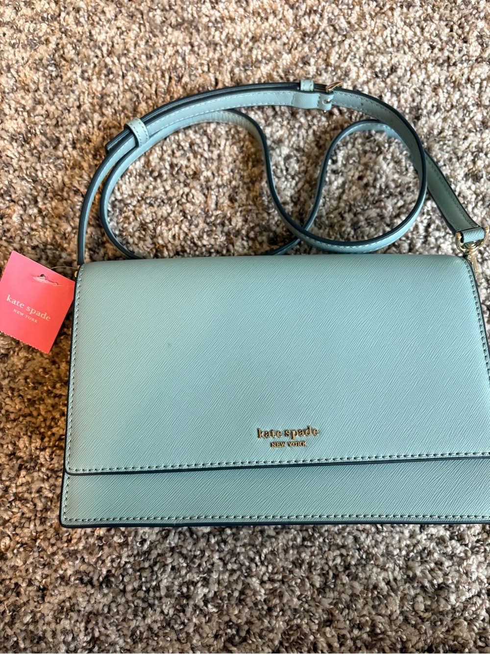 kate spade mint green Saffiano Leather Crossbody